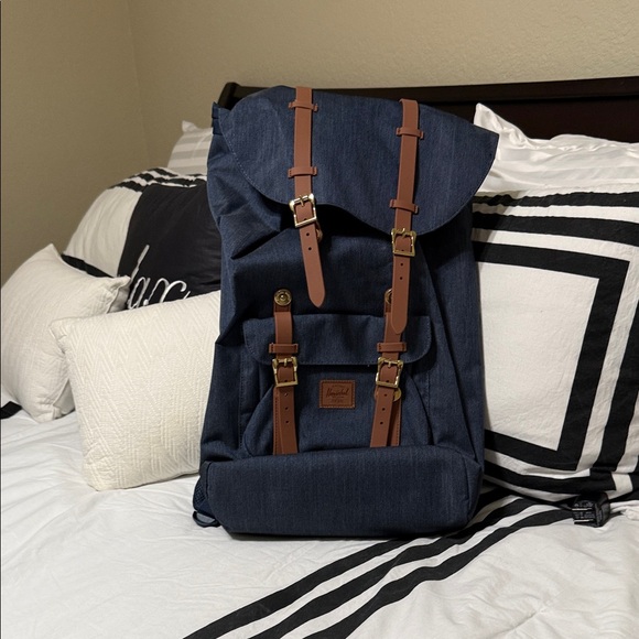 Herschel Supply Company Navy Backpack with Tan Straps